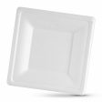 Plate set Algon Disposable White Sugar Cane Squared 26 cm (24 Units) For Cheap