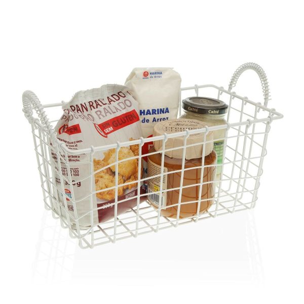 Multi-purpose basket Versa White Steel 23 x 14,5 x 37 cm Online now