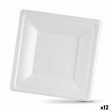 Plate set Algon Disposable White Sugar Cane Squared 20 cm (12 Units) Online