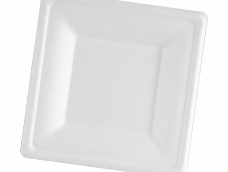 Plate set Algon Disposable White Sugar Cane Squared 20 cm (12 Units) Online