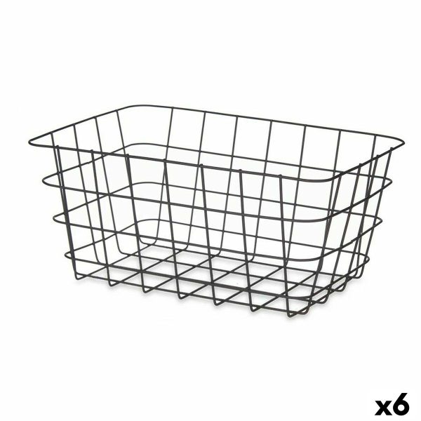 Multi-purpose basket Black Metal 30,3 x 14 x 22,5 cm Rectangular (6 Units) Fashion