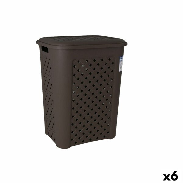 Laundry basket Tontarelli Arianna Wengue Plastic 43,5 x 33,5 x 55 cm (6 Units) Sale