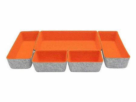 Basket set Confortime 5 Pieces Felt 27,5 x 20 x 5,3 cm (5 Pieces) (6 Units) Discount