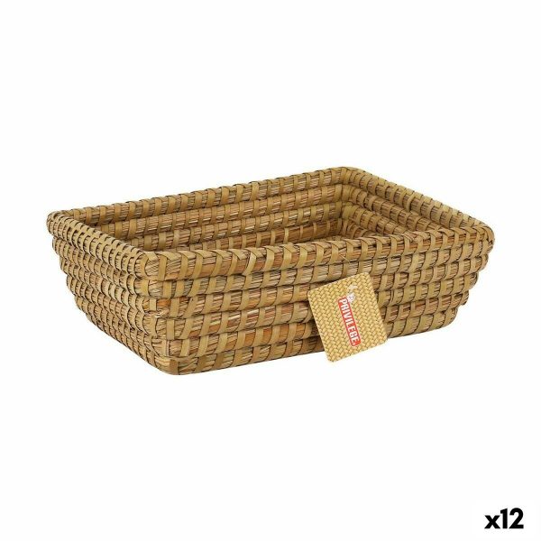 Multi-purpose basket Privilege Korne Brown wicker Rectangular 30 x 23 x 9 cm (12 Units) For Discount