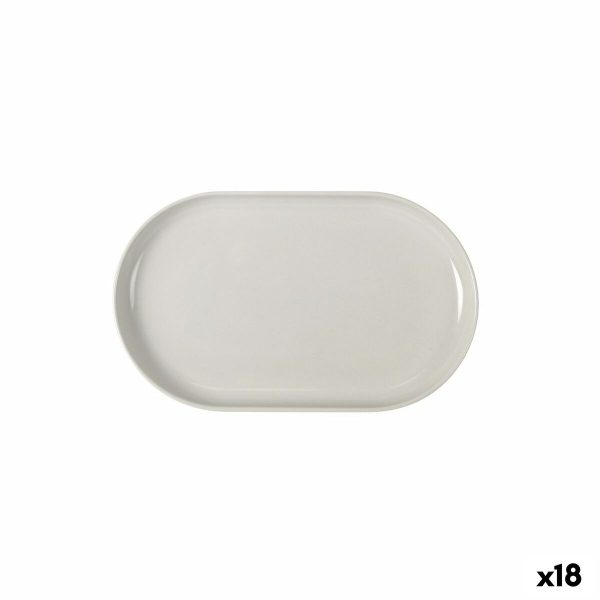 Snack tray La Mediterránea Ivory Oval 25 x 15 x 2,2 cm (18 Units) Online Hot Sale