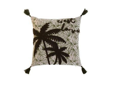 Cushion Home ESPRIT Green Beige Palms Boho 45 x 5 x 45 cm Online now