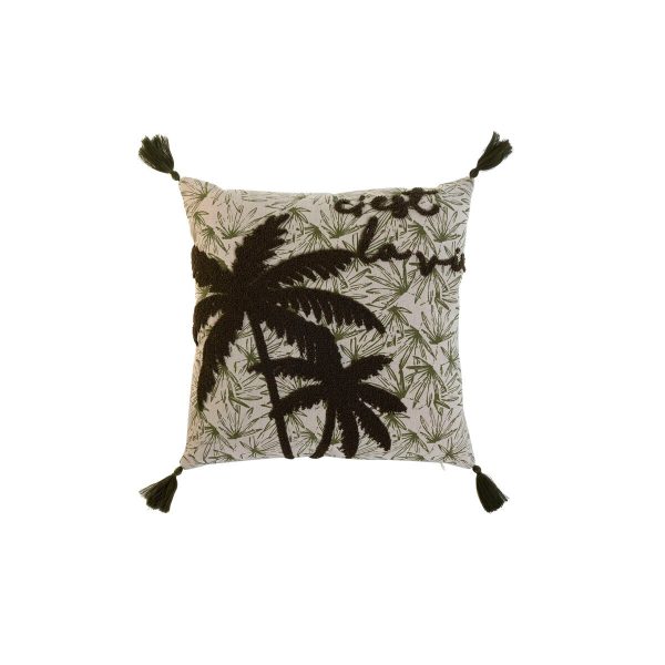 Cushion Home ESPRIT Green Beige Palms Boho 45 x 5 x 45 cm Online now