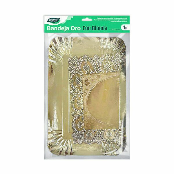 Snack tray Algon Golden Rectangular 23 x 29,5 x 1 cm (48 Units) For Discount