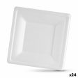 Plate set Algon Disposable White Sugar Cane Squared 20 cm (24 Units) on Sale