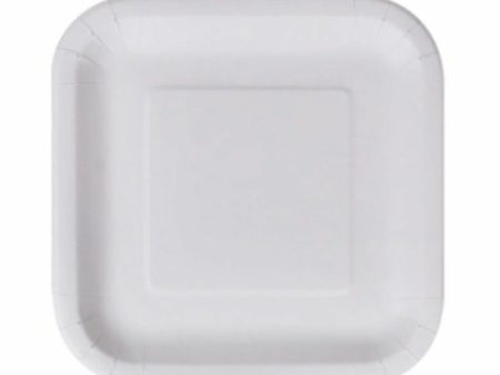 Plate set Algon Disposable White Cardboard Squared 23 cm (10 Units) Fashion