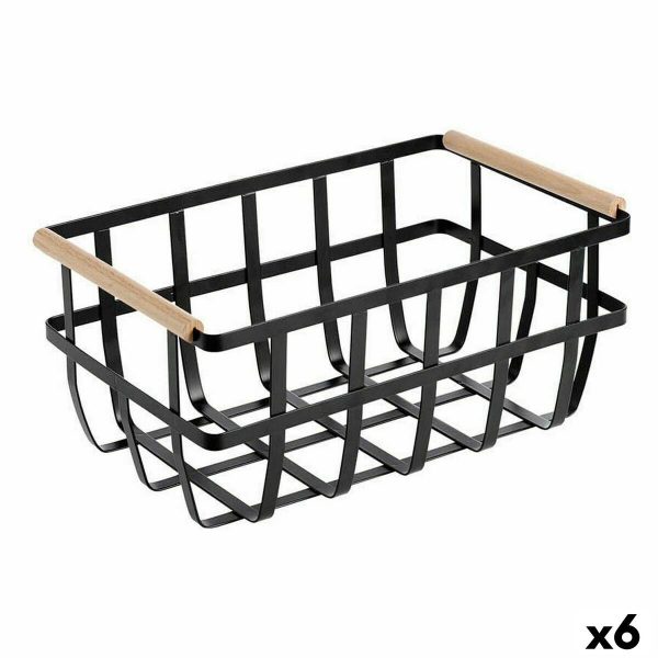 Multi-purpose basket Confortime Black 36 x 22 x 15,5 cm (6 Units) Online Hot Sale