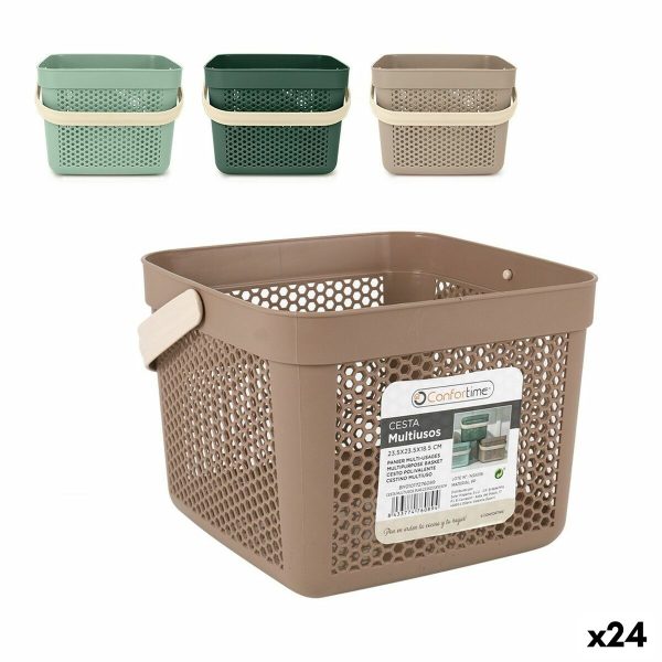 Multi-purpose basket Confortime Plastic 8 L 23,5 x 23,5 x 18,5 cm (24 Units) For Sale